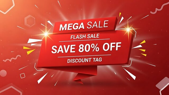 Mega sale flash sale discount tag with 80% off promotion