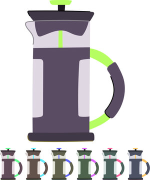 black french press coffee cartoon. breakfast eso, aroma home, hot brown black french press coffee sign vector