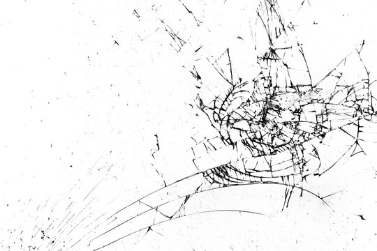 Abstract broken glass on transparent background