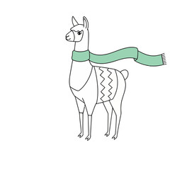 Fototapeta premium Cartoon Llama Wearing a Scarf