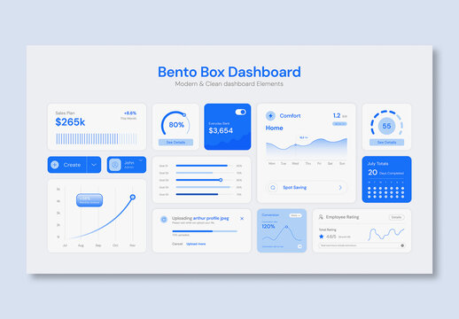 Bento Box Business Infographic Template For Dashboard Report, KPI Metrics, Data Visualization