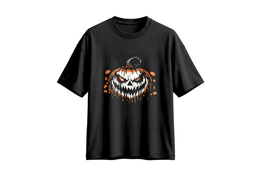 Scary Halloween Pumpkin T-Shirt Design Vector Illustration