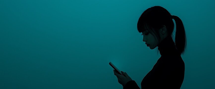 Silhouette of a person using a phone