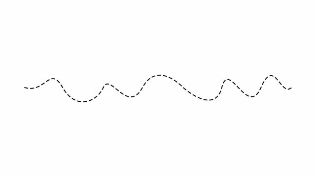Tracking location, animated dash line graphic on transparent background. Dotted line path for navigation, journey, and direction with Alpha Channel in 4K 