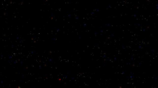 Digital glitch art distortion over dark background with tech