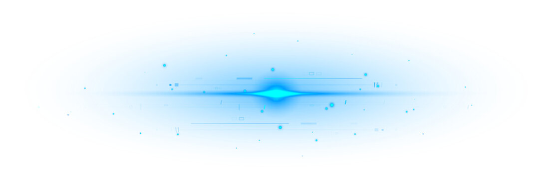 Abstract blue glowing ai technology light beam and futuristic digital artificial intelligence energy flare isolated on transparent background