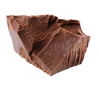 Broken dark chocolate chunk isolated on transparent background