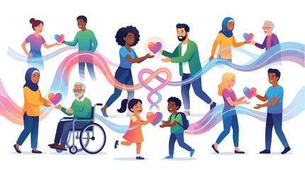 Fototapeta premium Diverse group of people connecting through kindness and love.