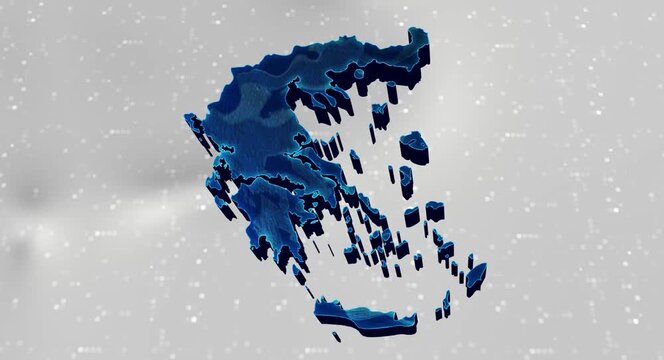 Greece 3d Map Reflected Animation With Digital Background
