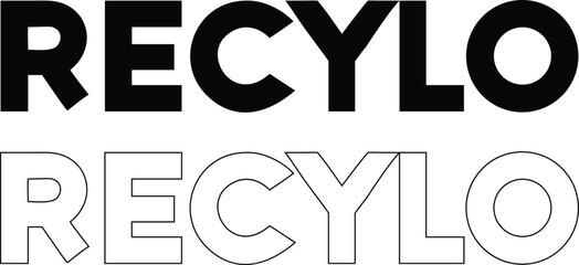 WebRecylo wordmark brand typography silhouette and outline text logotype set isolated on white background © RoshonAra