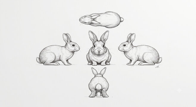 A comprehensive look at rabbit anatomy from five different perspectives.