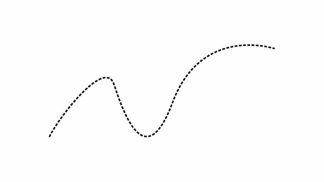 Tracking location, animated dash line graphic on transparent background. Dotted line path for navigation, journey, and direction with Alpha Channel in 4K 