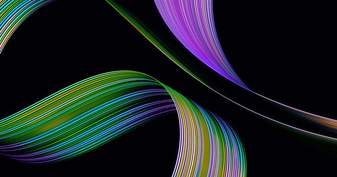 Abstract vibrant flowing wave on dark background