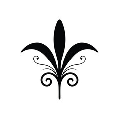 Fleur de lis silhouette on white background elegant black graphic © MDMINTU