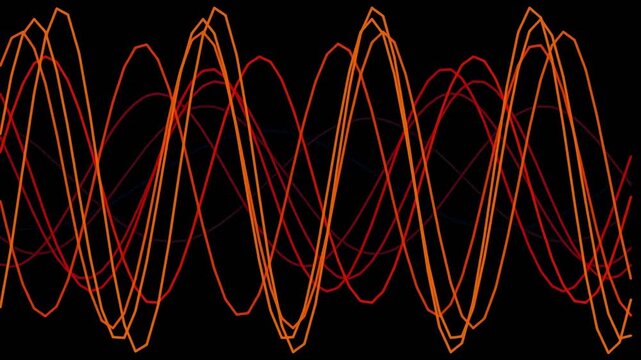 Abstract glowing orange and red wave pattern on black background