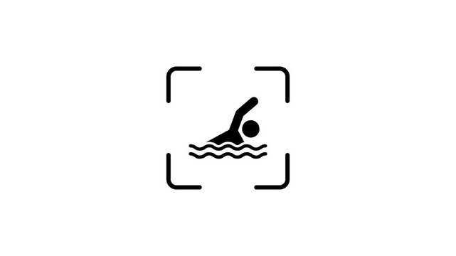 Swimming athlete scan animation representing fitness tracking technology and digital activity monitoring for sports enthusiasts.