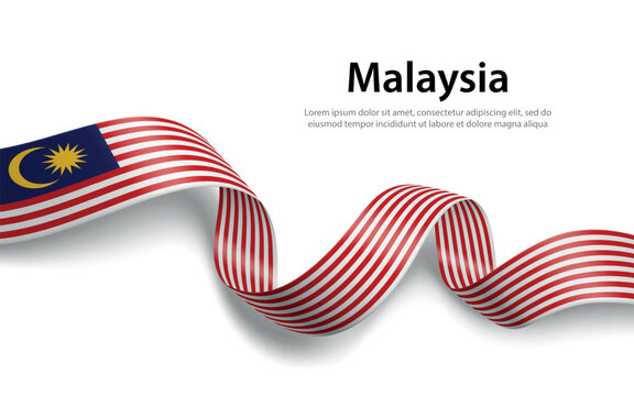 Malaysia Flag Ribbon Banner Graphic Design