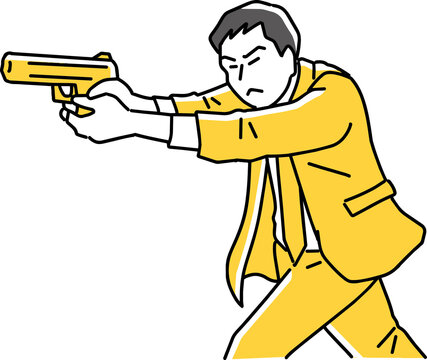 拳銃を向ける男性