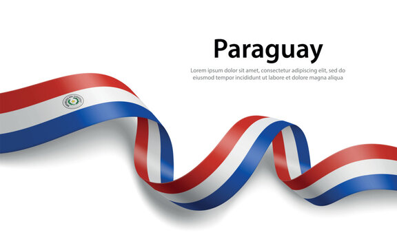 Paraguay Flag Waving Ribbon Graphic Design