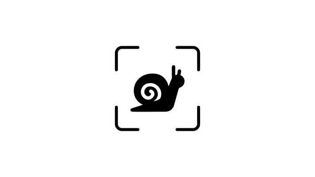 A cinematic close up on snail icon representing a slow motion scan with dynamic green light passing across its body.