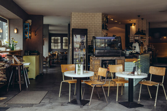 Interior view of an empty cafe