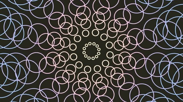 Abstract geometric pattern with overlapping circles on dark background