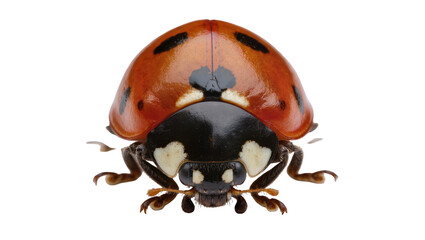 Fototapeta premium Red ladybug with black spots, isolated on transparent background