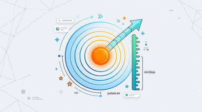 Performance tracking dashboard with radial graph and growth arrow