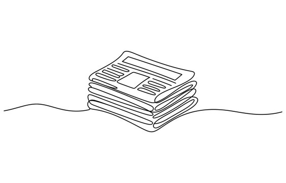 Continuous single line drawing of a stack of folded newspapers Vector, illustration