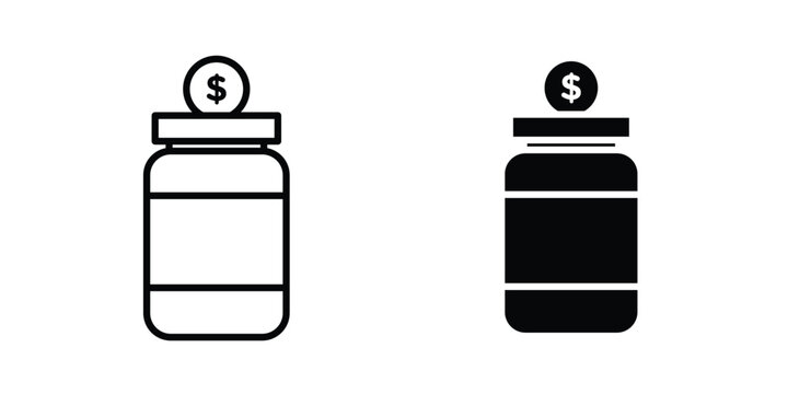 tip jar icon simple drawings set
