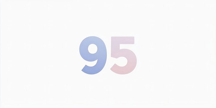 Minimalist Festive Number Ninety-Five Character Designed in Soft Pastel Tones on White Background