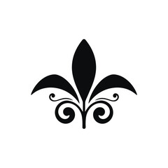 Fleur de lis silhouette against a white background a stylized floral design © MDMINTU