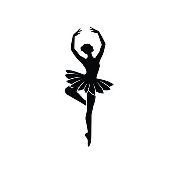 Ballerina Silhouette On White Background Minimalist Graphic Design