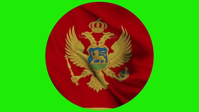 Montenegro National Flag in Circle Shape on Green Screen Chroma Key 4K Motion Graphic Loop