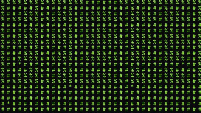 Abstract digital matrix pattern with green binary code on black background