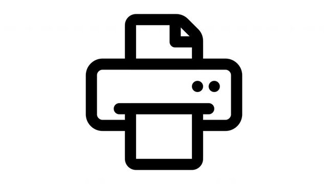 printer animated Line Icons Premium 4K, Modern Minimal Outline Motion Graphics Collection