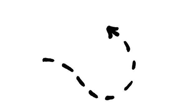 Hand Drawn Dashed Curved Arrow Doodle Vector Illustration