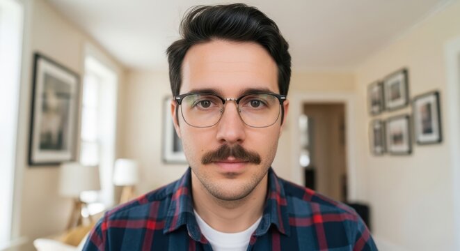 Close Up Portrait Of A Man With Dark Hair Rectangu 202 Gigapixel Stand