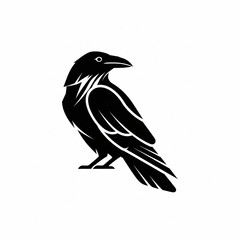 Obraz premium Stylized Black and White Illustration of a Crow Bird.