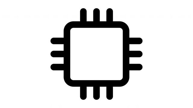 processor animated Line Icons Premium 4K, Modern Minimal Outline Motion Graphics Collection