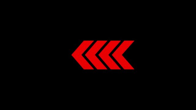 Red Chevron Arrows Pointing Left on Black Background image photo