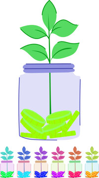 money coin jar cartoon. bank bottle, glass cash, moneybox hand money coin jar sign vector
