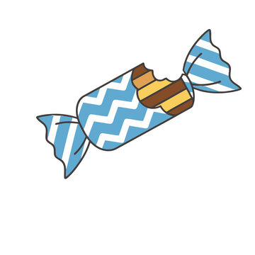 Bitten Candy Bar with Blue Wrapper