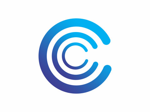 Abstract Triple Circle Letter C Logo Vector Design for Technology Network and Digital Business Identity