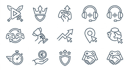 Collection of Gaming Icons and Symbols Vector Illustration. © Cakung