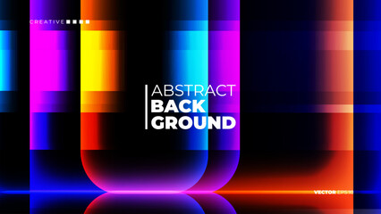 Fototapeta na wymiar Futuristic Abstract Background with dynamic vibrant neon gradient geometric shapes on black background. Electric light effect. Modern creative graphic design. Vector illustration.