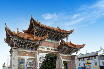 Fototapeta premium The Archway is a traditional piece of architecture and the emblem of the city of Kunming, Yunan, China.