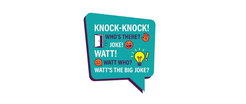 Creative speech bubble featuring pun joke with colorful icons