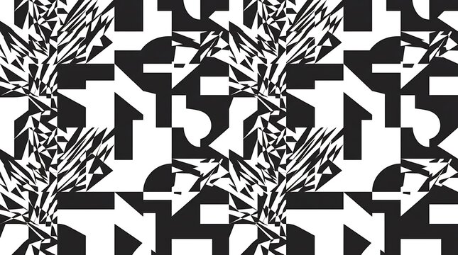 Modern black and white abstract geometric pattern