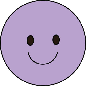 Minimal Purple Smiley Face Cartoon Clipart Cute Happy Expression For Sticker Design